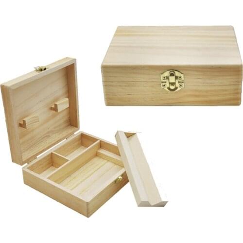 Wooden Storage Box Pine Smoking Set Hand-Rolling Cigarette Tool Box Wood Stash Boxes