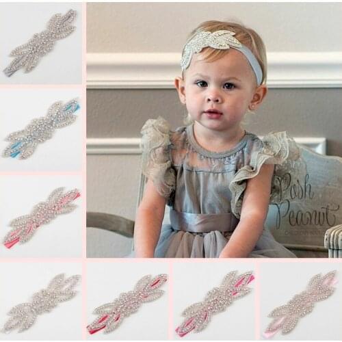 Boutique Crystal Flower Rhinestone Headband Baby Girls Elastic Hair Band Newborn Photography Props Children Birthday Gifts