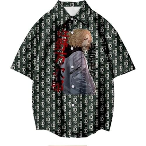 Tokyo Revengers Cosplay T-shirt Sano Manjirou Ken Ryuguji Haori Anime t shirt Polyester Summer Short-sleeve adult print shirt