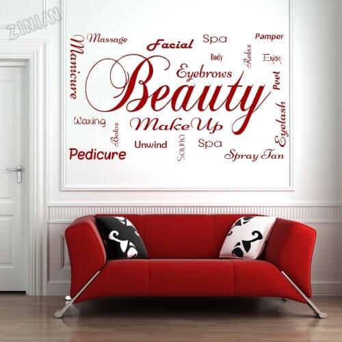 Art Beauty Salon Wall Decal Fancy Design Beauty Make Up Wall Sticker Decor Woman Room Modern Bathroom Removable Wall Paper Y307