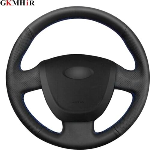 DIY Hand-stitched Car Steering Wheel Covers Black Artificial Leather Car Steering Wheel Cover for Lada Granta 2011-2016