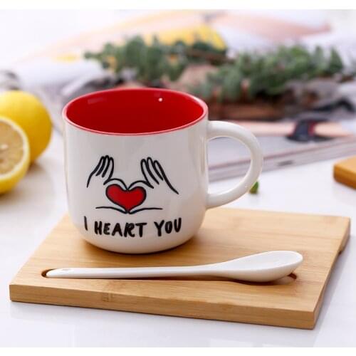 Girl heart ceramic water cup super cute Mug Nordic ins simple coffee cup household personalized water cup