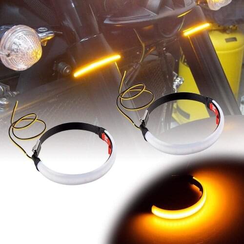 2pcs X Motorcycle Fork LED Turn Signal Strip Lights Kit for Victory Universal Cool Motor Lamp Amber 45-70mm