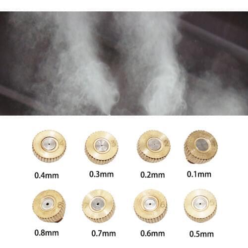 5pcs Brass Mist Nozzles 10/24UNC Threaded Misting Fog Spray Water Sprinkler Head 0.1-0.8mm mister for cooling humidification