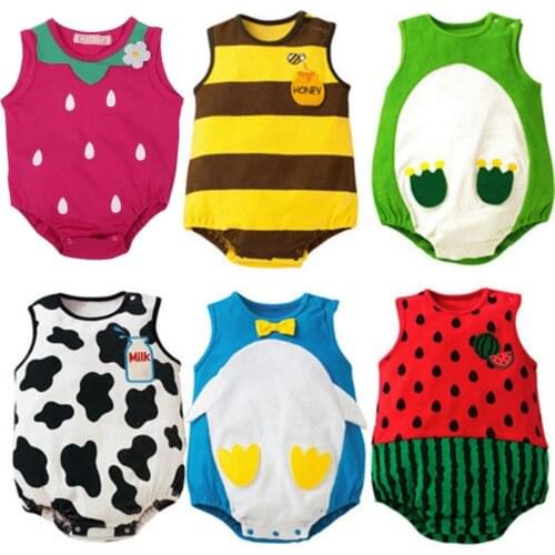 Summer Newborn Baby Bodysuits Cotton Body Baby Sleeveless Boys Girls Clothes 6 Colors