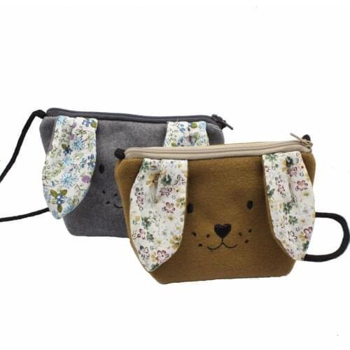 M467 2018 New Children Messenger Bag Cashmere Wool Embroidery Cute Puppy Dog Floral Fabric Children Satchel Purse Gift Wholesale