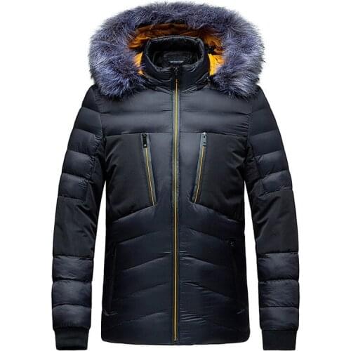Mens Fashion Winter Warm Cargo Parkas Cotton Lined Thick Thermal Overcoat With Removable Fur Hood Casual Jacket Windbreaker