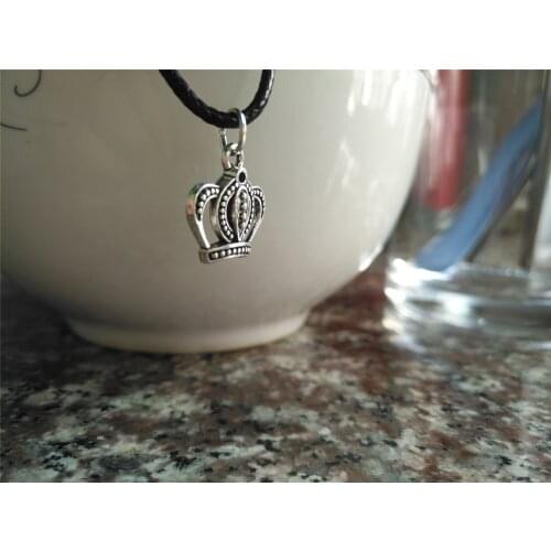 Newly love Women imperial crown charm pendant Necklace Alloy queen Crown leather Necklaces Girl gift lucky Jewelry