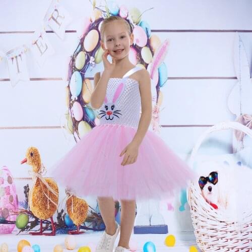 Latest Girls Easter Bunny Costume Kids Clothes Party Tutu Dress for Girl Birthday Gift Princess Tulle Ball Gown Vestidos