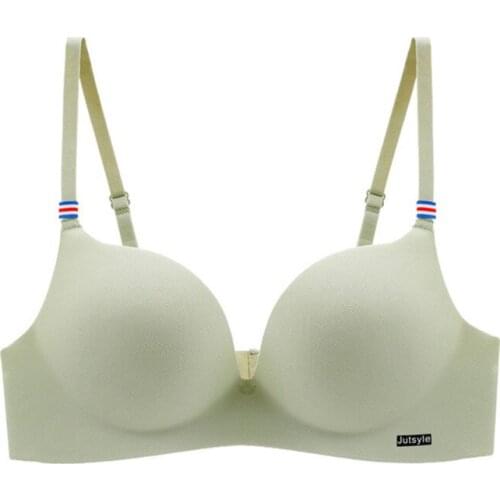 2021 new autumn and winter bra without steel ring underwear womens one piece seamless small chest gathered sexy bra