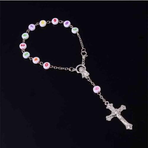 New Glamour Fashion Religious Bracelet Jesus Children Bracelet Rosario Chain Letter Beads Rosary Bracelet Childrens Jewelry