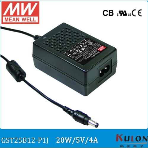 Original Meanwell GST25B12-P1J 25W 12V 2.08A desktop Adaptor Level VI Output Interface 5.5mm*2.1mm Power Supply 2 pole