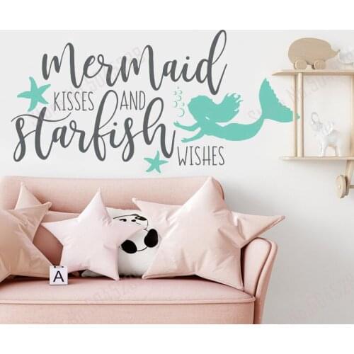 Mermaid Wall Art for Girls Room Decor Mermaid Decal Mermaid Party Mermaid Vinyl Lettering for Nursery Wall Decor Mermaid Z654