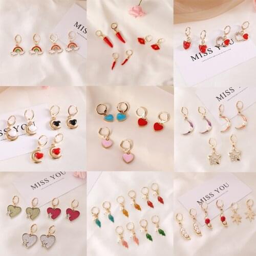 2020 New Crystal Heart Strawberry Earrings Female Dangle Hanging Pendant Earrings Wedding Fashion Jewelry Holiday Vocation Gifts