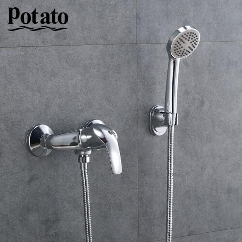 Potato Bathroom Faucet Chrome Cold And Hot Water Simple Style Single Handle With Shower Head Shower Faucet Bathroom Mixer p2007