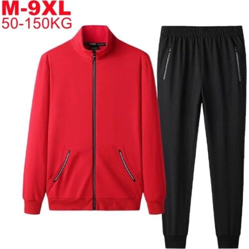 Mens Clothing Jacket+pants 2 Pieces Sports Set Plus Size 8xl 7xl Tracksuit Man Autumn Sportswear Tracksuits Men Sets Large Size