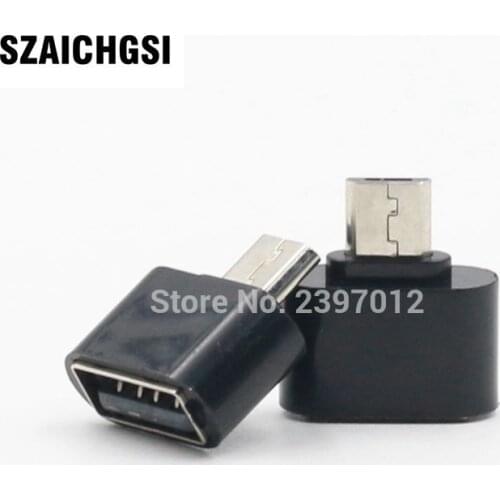 SZAICHGSI Mini Micro USB OTG Adapter for Samsung Android OTG Cable Reader black white color wholesale 1000pcs/lot