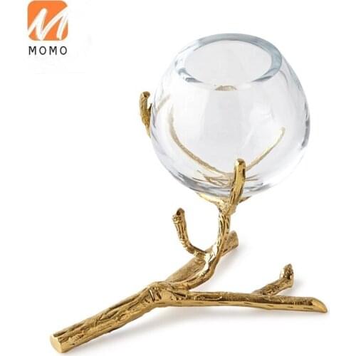 Factory Art-Dynasty brass crystal modern decorative candle holder unique design candlestick for sale home decor wholesale