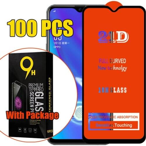 100pcs 21D Tempered Glass Full Glue 9H Screen Protector For Samsung Galaxy S21 Plus S20 FE Note 20 A02S A12 A32 A42 A52 A72 Box
