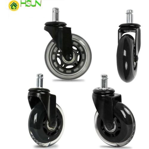 2.5/3 Inch PU Furniture Casters 360 Degree Swivel Mute For Office Computer Chair Adjustable Rolling Double Bearing Cart Wheel