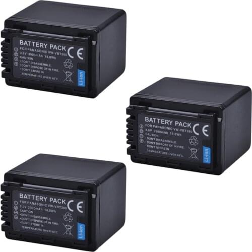3pcs 3900mAh VW-VBT380 VBT380 camera Battery For Panasonic HC-V800GK/808GK HC-V110, HC-V130,HC-V160,HC-V180,HC-V201,HC-V250