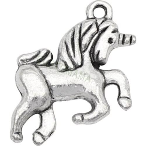 40pcs-Antique Tibetan Silver 2 Sided Unicorn Charms Pendant, Unicorn Horse Charm 20x16mm