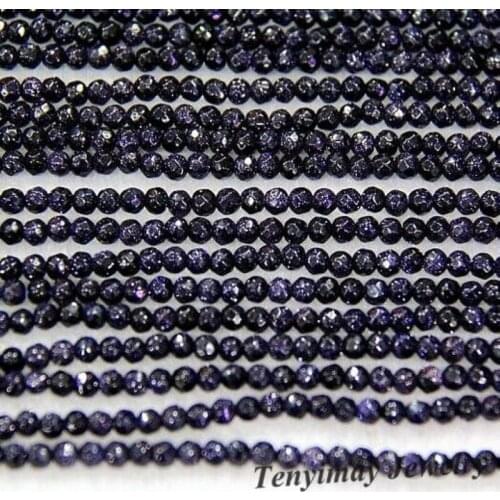 6mm Faceted Blue Sand Stone Beads Fit Bracelet, Necklace DIY Jewelry Loose Beads 5 Strands Wholesale(65pcs/strand)