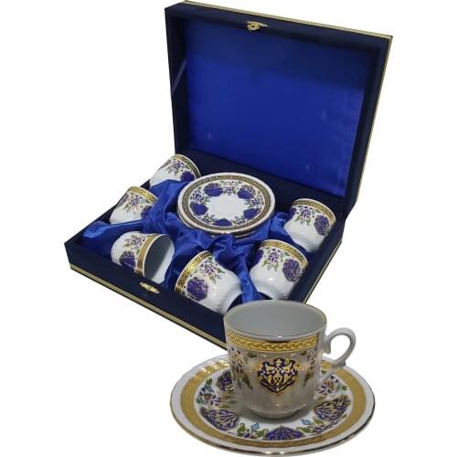 6x2 Gold Gilded Porcelain Luxury Turkish Coffee Set