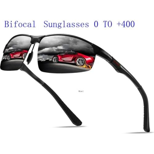 Aluminum MagnesiumMultifocal Reading GlassesWomen Men Sports Square Diopter Eyeglasses Bifocal Sunglasses FML