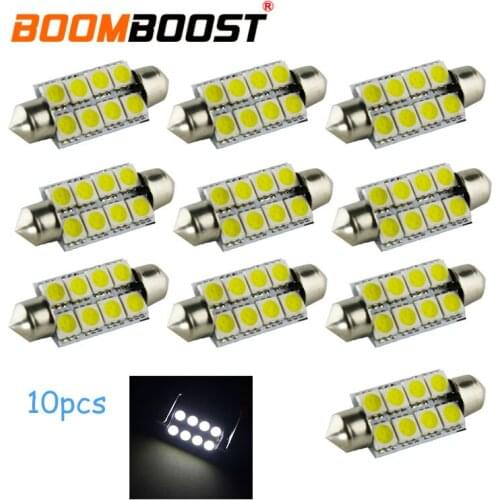Auto Interior light 10 pieces 39mm 8SMD 5050 Car License Plate lights Reading Bulb Dome Festoon Lamp