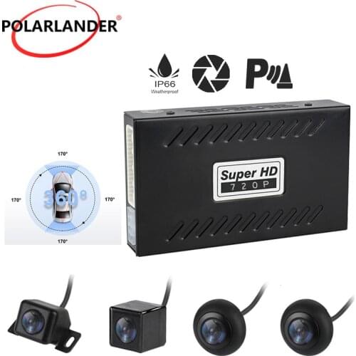 Car Driving Recorder 360 Degree 4 Camera Rear View Cam Accessories 1080P HD DVR for All Car 2d Bird View Panoramic Waterproof