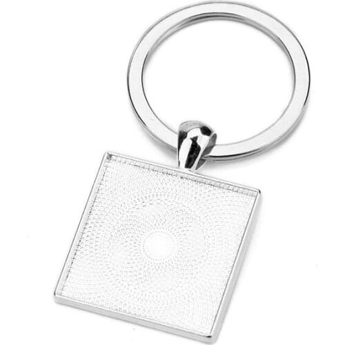 2pcs Keychains With Blank Pendants Fit 25mm Cabochon Settings Gold Silver Color Keyrings Brzel Base Findings Diy Jewelry Making