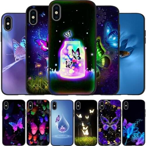 Butterfly black Silicone Phone Case For iPhone 12 XR XS Max 5 5S SE 2020 6 6S PLUS 7 8 X 11Pro Max 11 Cover