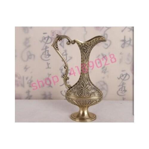 Pure brass, hand engraving pattern, big flat pot