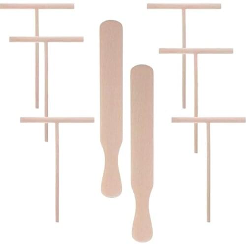 8Pcs T-Shaped Pancake Utensils Crepe Non-Stick Wooden Spreader and Spatula Rake Spreading Pie Pancake Tools
