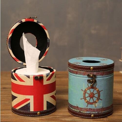 Tissue Holder Bathroom Roll Paper Box Made Of Leather Printed With Various Images Like 1958 Go Kart Map Route 66