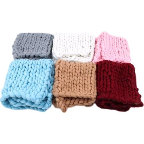 Baby Blanket High Quality Hand-knitted Wool Crochet Newborn Photography Props Chunky Knit Blanket Basket Filler Hot Sale