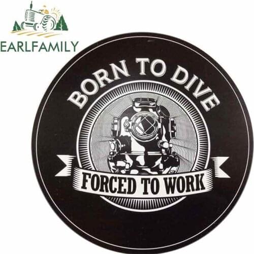 EARLFAMILY 13cm x 12.9cm for Large Scuba Born To Dive Motorcycle Car Decals Bumper Window Stickers Waterproof JDM Decoration