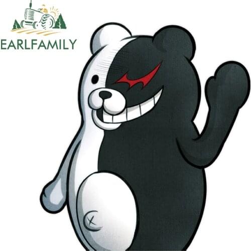 EARLFAMILY 13cm x 12cm for Danganronpa Monokuma Camper Car Assessoires Sunscreen Waterproof Car Sticker Windshield Vinyl Decal