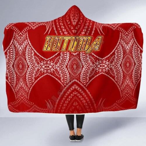 Rotuma Economy Hooded Blanket Melanesian Style 3D printed Wearable Blanket Adults Kids Various Types Hooded Blanket