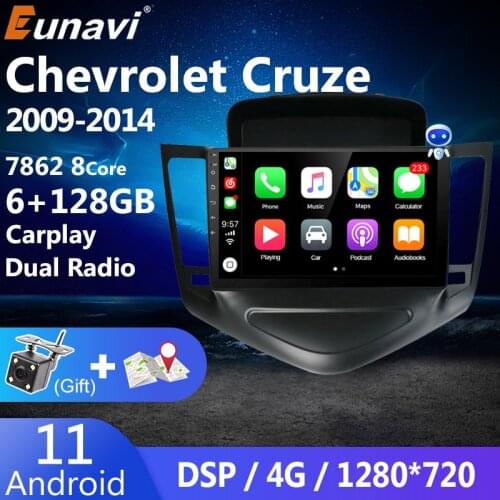 Eunavi 2 din Android 10 car radio Multimedia Player For Chevrolet Cruze J300 2009-2014 2din head unit tda7851 HD screen stereo