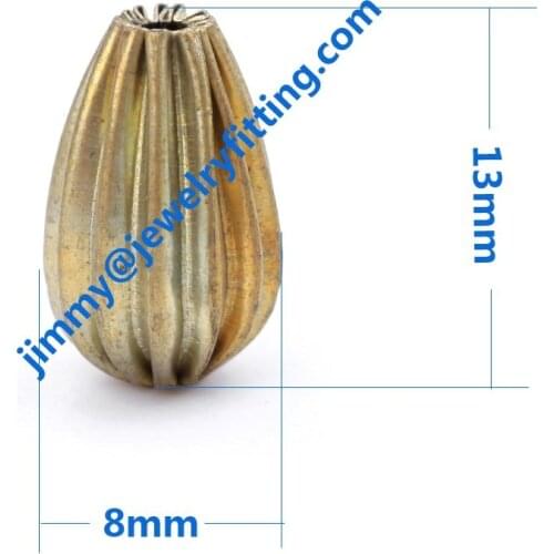 Jewelry findings size 8*13 mm fashion jewelry corrugated brass beads DIY beads teardrop shape beads