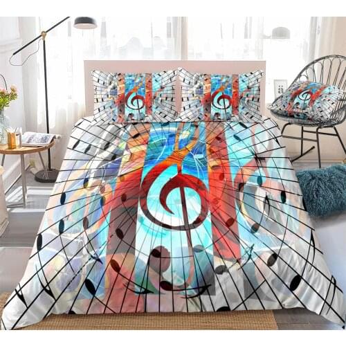 3 Pieces Music Notes Duvet Cover Set Music Bedding Piano Keyboard Treble Clef Red Home Textiles Kids Queen White Black Dropship