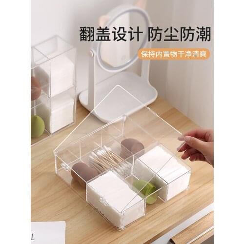 Storage box cotton swab storage box acrylic cotton swab box cover dust makeup egg makeup egg transparent