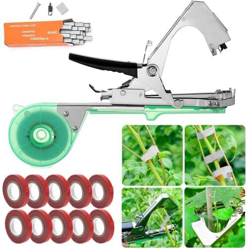 Tying Machine Plant Garden Plant Tapetool Tapener +10 Rolls Tape Set For Vegetable Grape Tomato Cucumber Pepper Flower