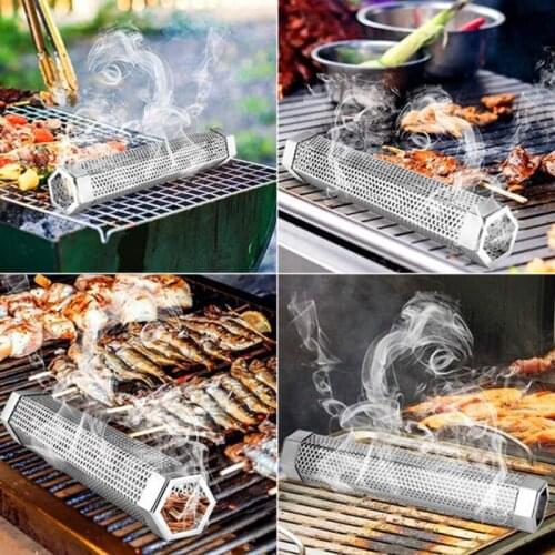 304 Stainless Steel Multifunction Smoking Tube Outdoor Picnic Barbecue Box Tool Suitable For All Grills Hot And Cold Smoked Meat