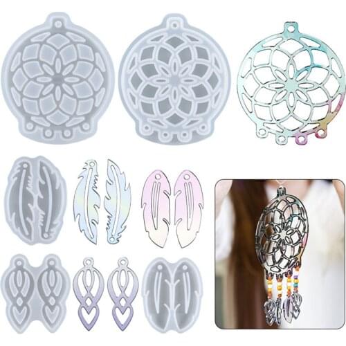 Fashion Dream Catcher Epoxy Mold Bohemian Hollow Pendant Silicone Mold Wall Decoration Necklace Pendant Making Tool Accessories