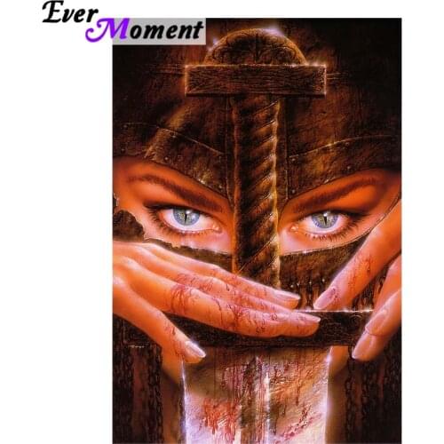 Eye of the Warrior DIY 5D 3D Diamond Painting Cross Stitch Cool Girl for War Diamond Embroidery Mosaic Kit Full Decor ASF707