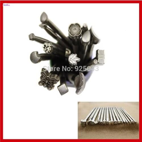 New 16pcs/set Leather Pattern Stamping Embossing Mold Leathercraft Leather Pattern Engrave Printing Beveling Tool