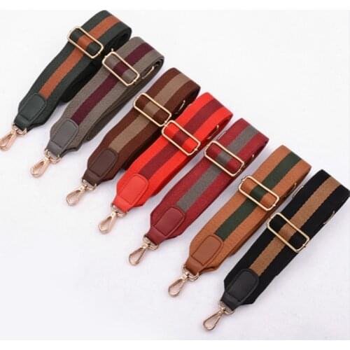 New 5cm Wide Bag Strap Canvas Cotton Fabric Shoulder Strap Belt Chromatic Stripe Diy Bag Accessories Adjustable 140~88